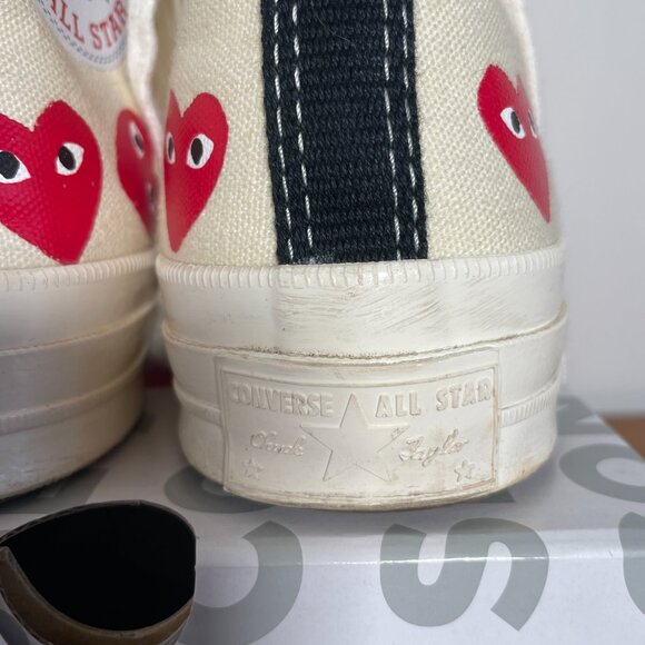 Comme des Garcons PLAY x Converse High-Top Sneakers Men's 6 / Woman's 8 - Picture 6 of 15